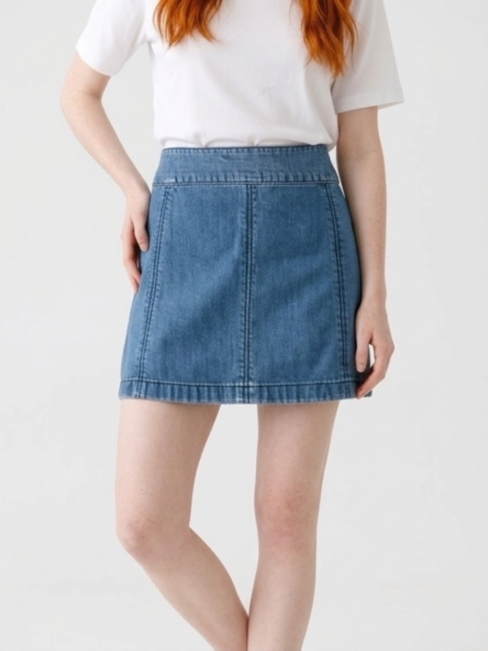 Free People Blue Denim Mini Skirt